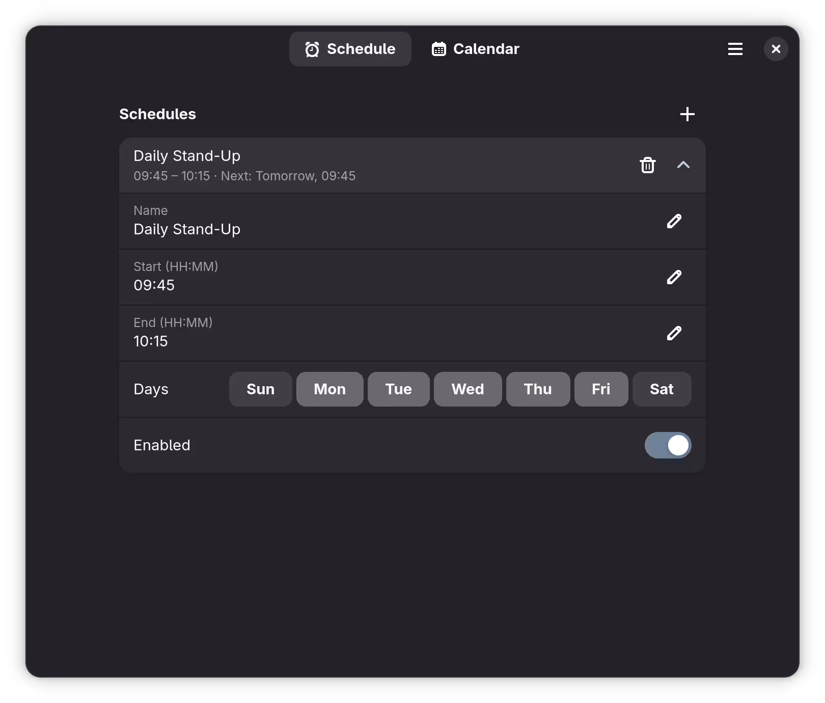 Creating a recurring schedule for Smart DnD
